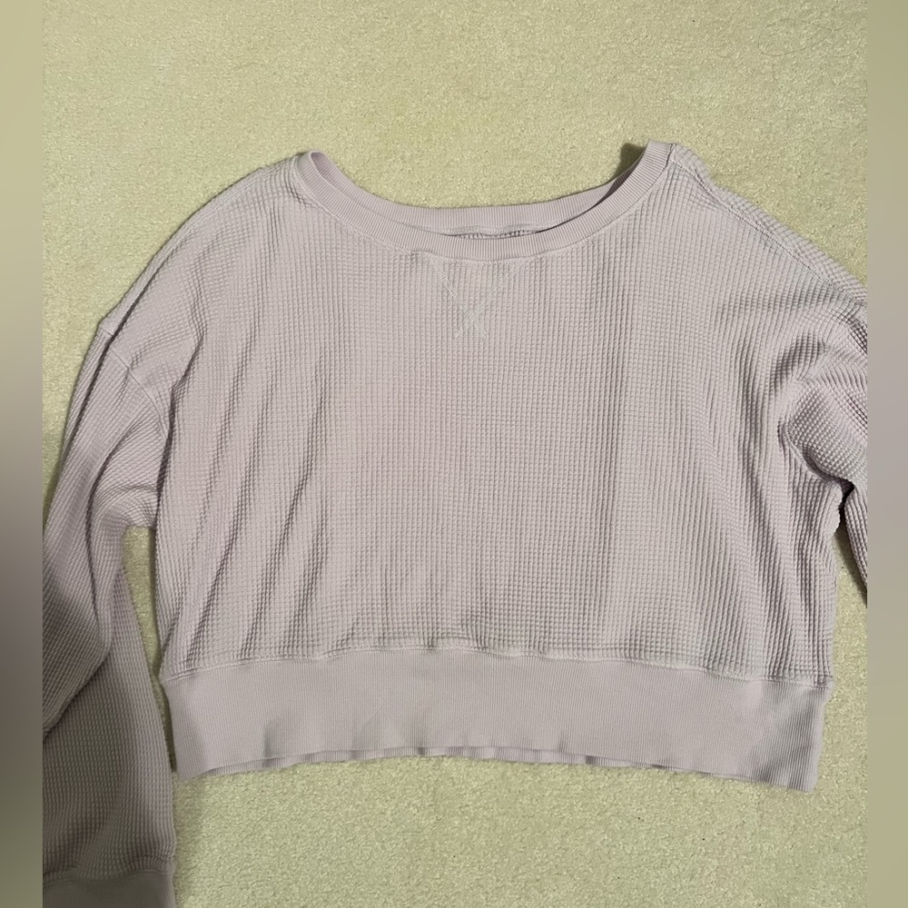 Aerie offline waffle knit cropped long sleeve, lilac purple color, size large